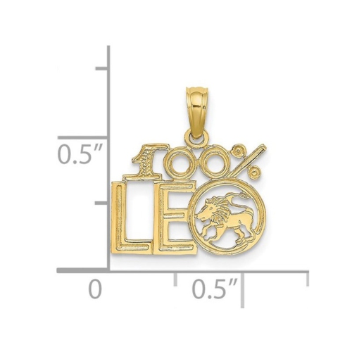 Gold jaune 10k 100% Leo Charme Astrology Pendentif Collier avec chaîne