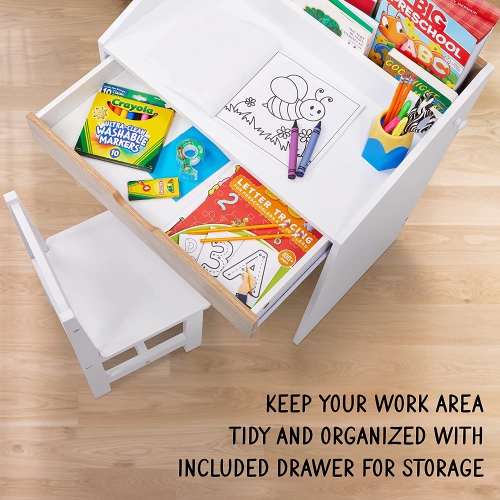 Lil’ Jumbl – Ensemble bureau et chaise en bois pour enfants, avec table d’écriture
