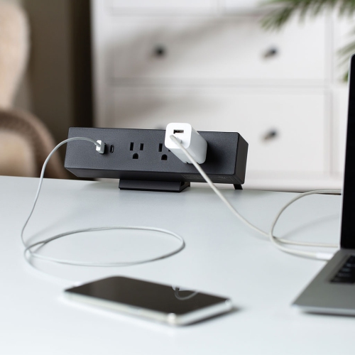 MotionGrey Desk Clamp Power Strip, Desktop Mount Surge Protector, Desk Clamp Power Bar, USB C Port,3 Outlets, 6FT Flat Plug for Home and Office