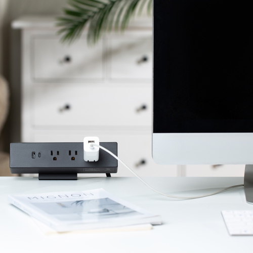 MotionGrey Desk Clamp Power Strip, Desktop Mount Surge Protector, Desk Clamp Power Bar, USB C Port,3 Outlets, 6FT Flat Plug for Home and Office