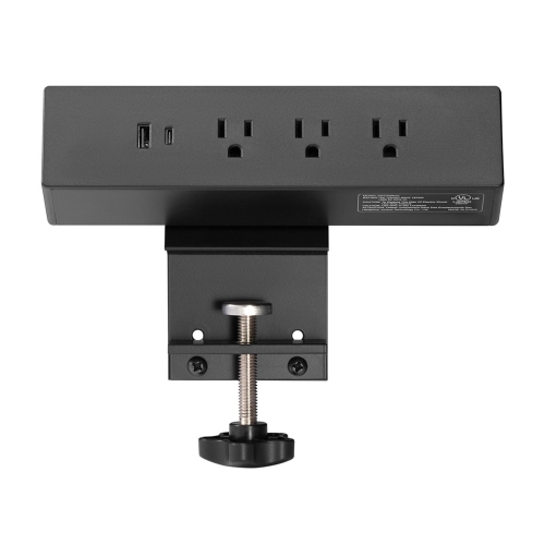 MotionGrey Desk Clamp Power Strip, Desktop Mount Surge Protector, Desk Clamp Power Bar, USB C Port,3 Outlets, 6FT Flat Plug for Home and Office