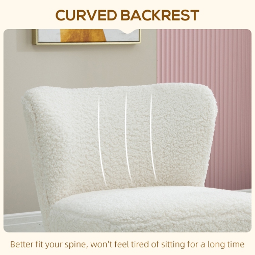 HOMCOM – Fauteuil d’appoint sans accoudoirs pour chambre à coucher, chaises d’appoint rembourrées pour salon avec pattes en acier doré, chaise à