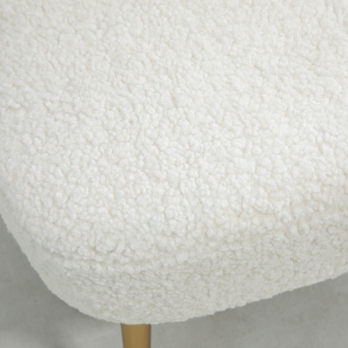 HOMCOM – Fauteuil d’appoint sans accoudoirs pour chambre à coucher, chaises d’appoint rembourrées pour salon avec pattes en acier doré, chaise à