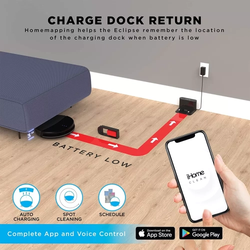 iHome AutoVac Eclipse Robot & Self Charging Vacuum Cleaner & Mop