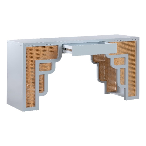 TOV FURNITURE  Suzie Pastel & Rattan Desk In Blue