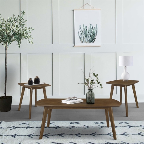 Lexicon Damala 3 Piece Wood Occasional Table Set in Walnut