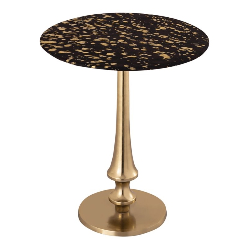 TOV Furniture Gold 21"H Goathide Transitional Aluminum Side Table in Black