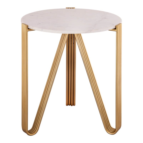 TOV FURNITURE  Aya 28"h Transitional Marble And Iron Side Table In White/gold