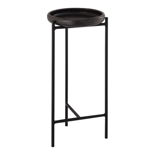 TOV FURNITURE  Samara 22"h Transitional Iron Metal Side Table In In Black