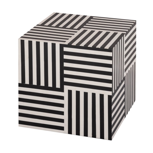 TOV Furniture Cube 15"H Transitional MDF Wood Side Table in Black/White