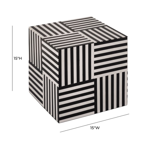 TOV Furniture Cube 15"H Transitional MDF Wood Side Table in Black/White
