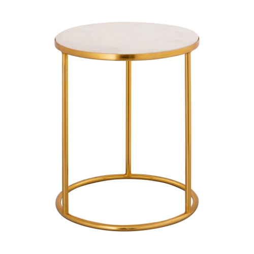 TOV Furniture Crescent 19"H Modern Iron Metal Side Table in White/Gold