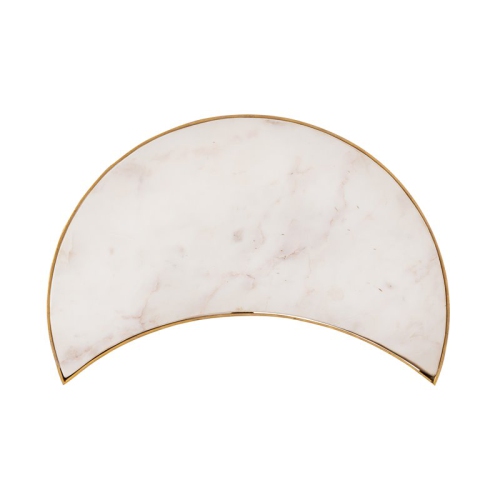 TOV Furniture Crescent 19"H Modern Iron Metal Side Table in White/Gold