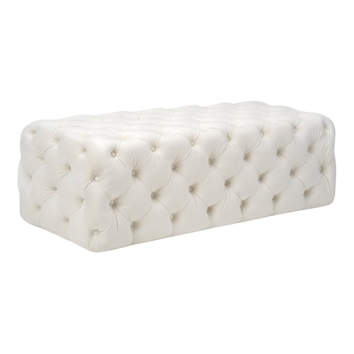 TOV FURNITURE  Kaylee 16.1"h Soft Velvet Upholstered Ottoman In In White