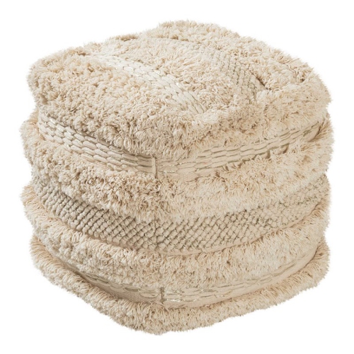 TOV FURNITURE  Yorba 18"h Transitional Cotton Fabric Pouf In In Beige