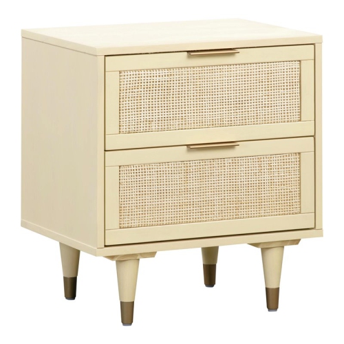 TOV Furniture Sierra 25"H Wood Nightstand in Buttermilk Cream/Antique Brass