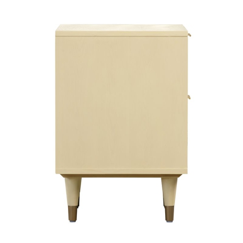 TOV Furniture Sierra 25"H Wood Nightstand in Buttermilk Cream/Antique Brass