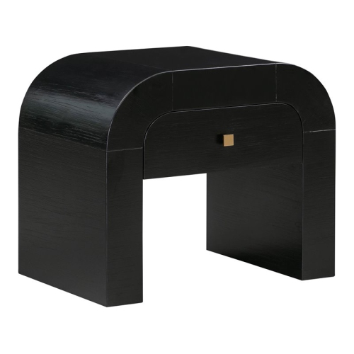 TOV Furniture Hump 22.1"H Modern Style Acacia Wood Nightstand in Black