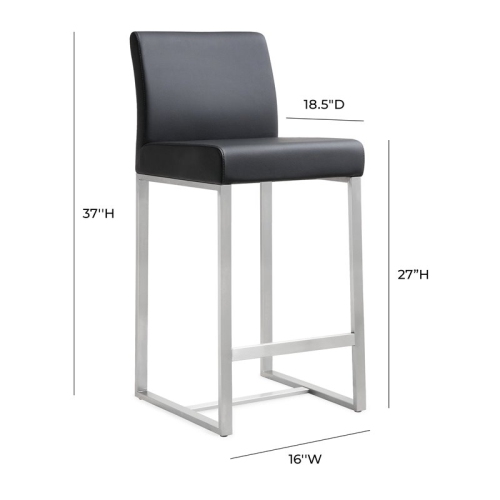 TOV Furniture Denmark 27" Contemporary Fabric Counter Stools in Black