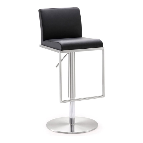TOV FURNITURE  Amalfi 22" Adjustable Stainless Steel And Fabric Barstool In In Black