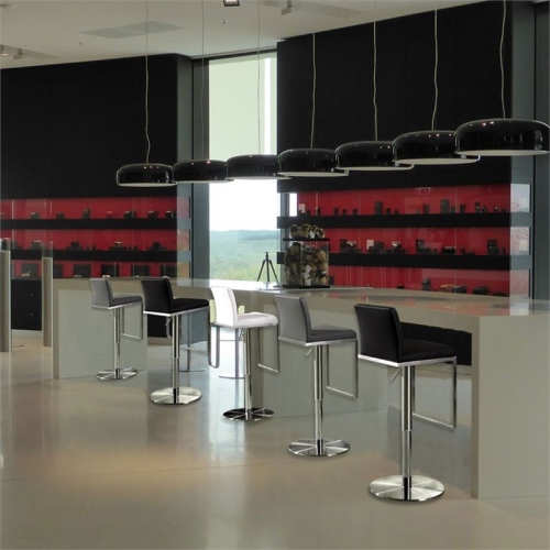 TOV Furniture Amalfi 22" Adjustable Stainless Steel and Fabric Barstool in Black