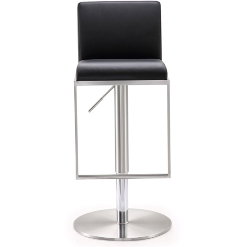 TOV Furniture Amalfi 22" Adjustable Stainless Steel and Fabric Barstool in Black