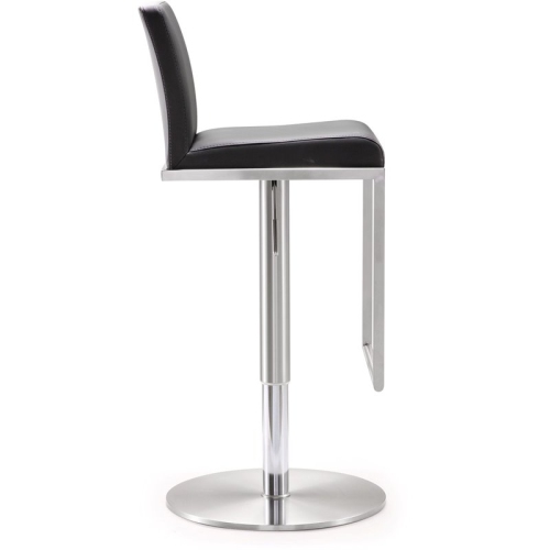 TOV Furniture Amalfi 22" Adjustable Stainless Steel and Fabric Barstool in Black