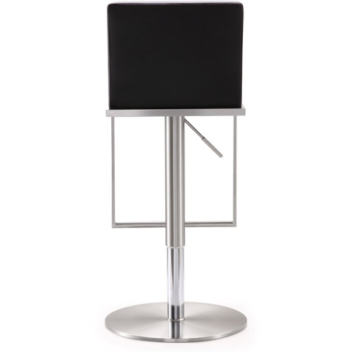 TOV Furniture Amalfi 22" Adjustable Stainless Steel and Fabric Barstool in Black