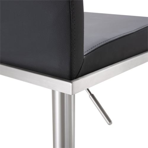 TOV Furniture Amalfi 22" Adjustable Stainless Steel and Fabric Barstool in Black