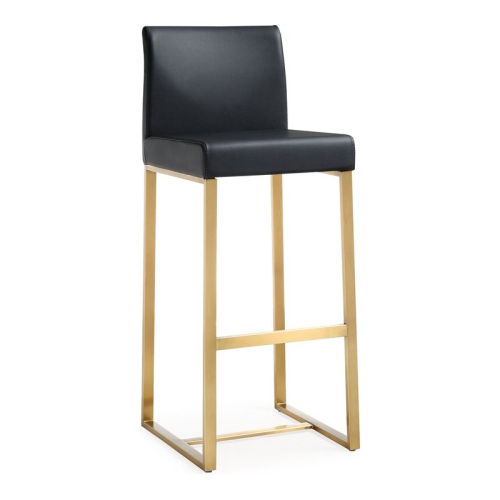 TOV FURNITURE  Denmark 30.7" Steel/fabric Bar Stools In Black/gold (Set Of 2)