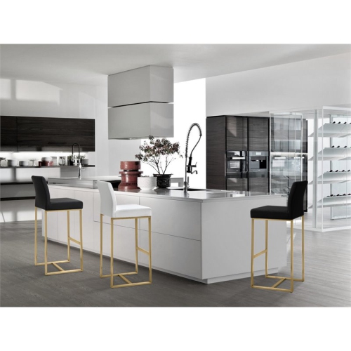 TOV Furniture Denmark 30.7" Fabric Bar Stools in White/Gold