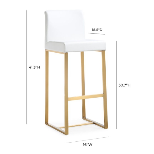 TOV Furniture Denmark 30.7" Fabric Bar Stools in White/Gold