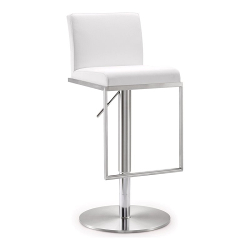 TOV FURNITURE  Amalfi 22" Adjustable Stainless Steel And Fabric Barstool In In White