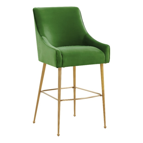 TOV FURNITURE  Beatrix Green Velvet Bar Stool - Gold Legs