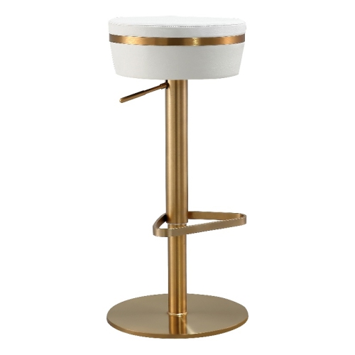 TOV FURNITURE  Astro And Gold Vegan Leather Adjustable Stool In White