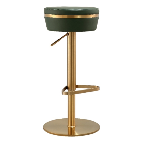 TOV FURNITURE  Astro Malachite And Gold Vegan Leather Adjustable Stool In Green