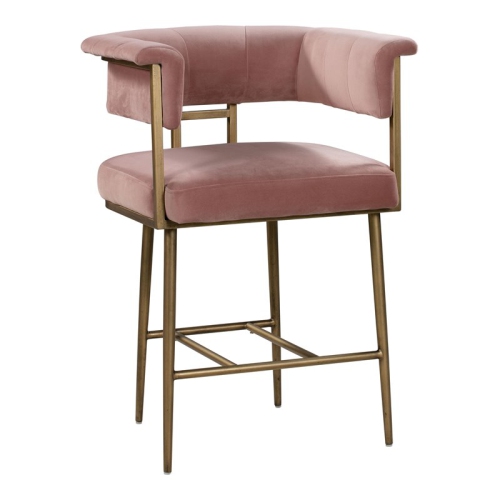 TOV FURNITURE  Astrid 26.2" Transitional Velvet Counter Stool In Pink