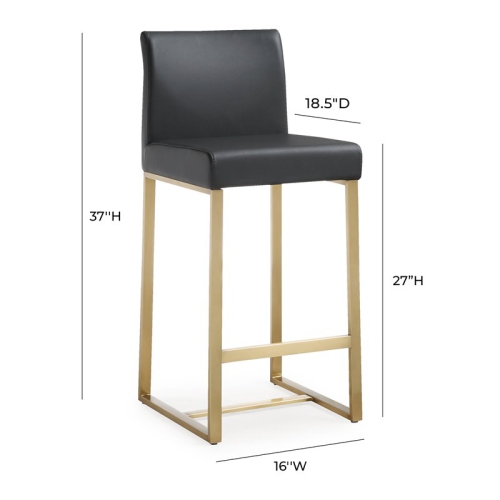 TOV Furniture Denmark 27" Steel/Fabric Counter Stools in Black/Gold
