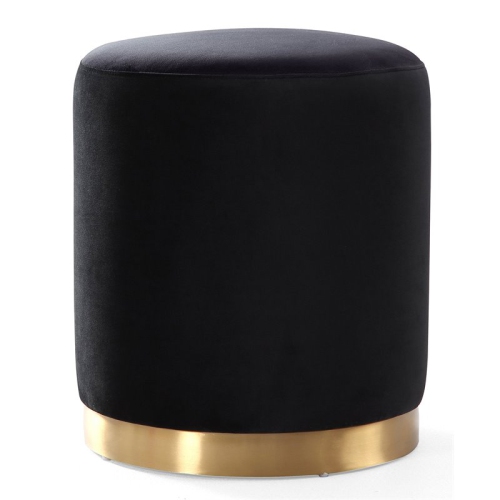 TOV FURNITURE  Opal 18"h Contemporary Velvet Ottoman In Black/gold