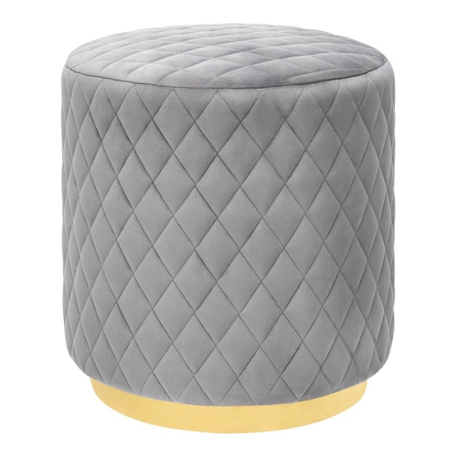 TOV FURNITURE  Abir 19"h Velvet & Stainless Steel Ottoman In Gray/gold