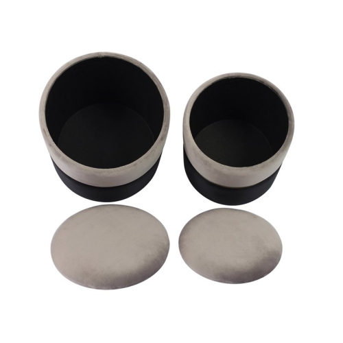 TOV Furniture Gigi 17.3"H Velvet Storage Ottomans in Gray