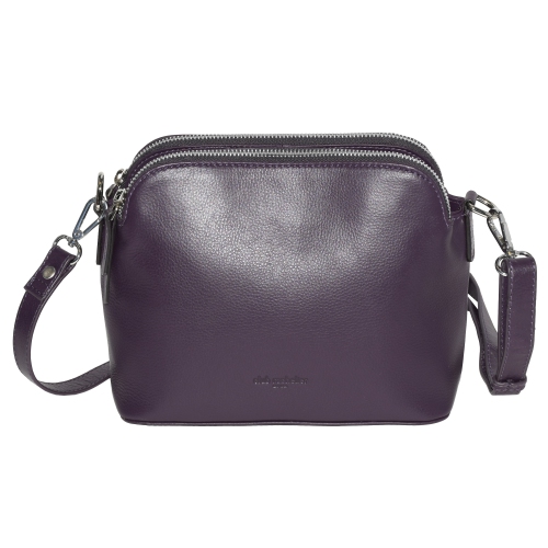 Club Rochelier Leather Double Zipper Crossbody Plum