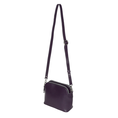 Club Rochelier Leather Double Zipper Crossbody Plum