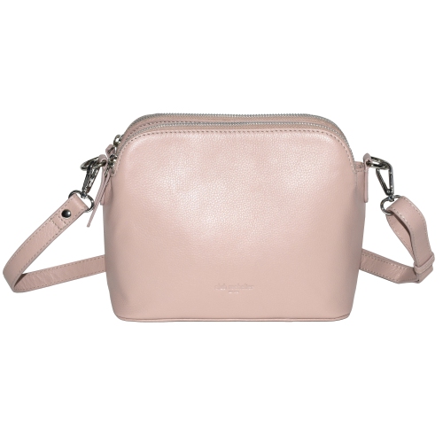 Club Rochelier Leather Double Zipper Crossbody Blush