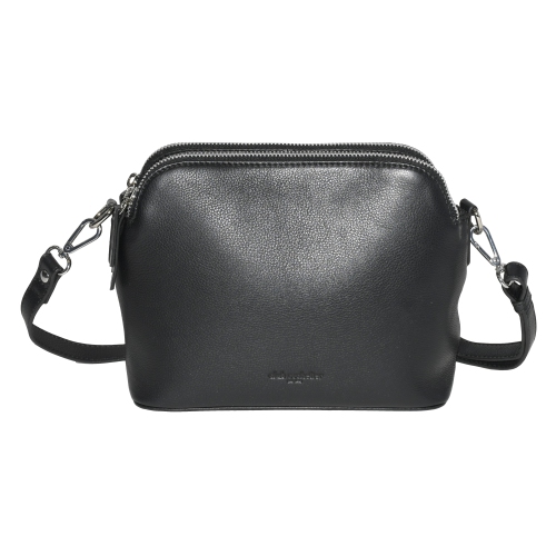 CLUB ROCHELIER  Leather Double Zipper Crossbody In Black