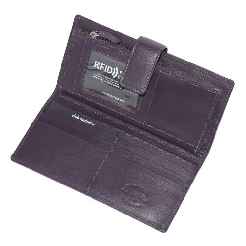 Club Rochelier Ladies Clutch Wallet with Tab, Plum
