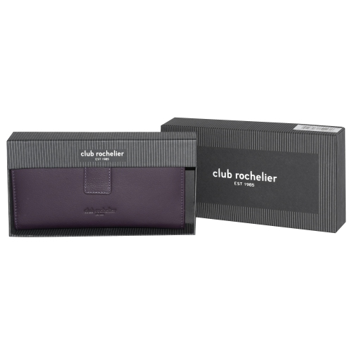Club Rochelier Ladies Clutch Wallet with Tab, Plum