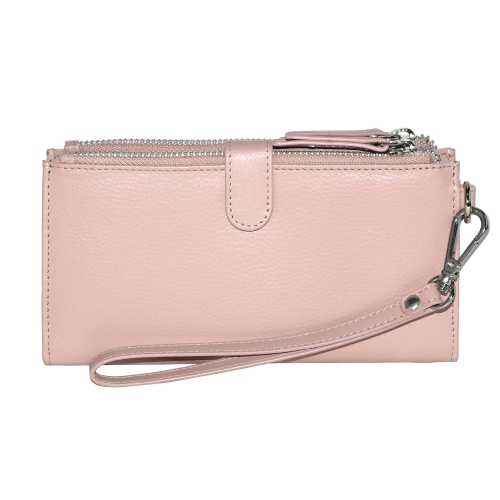 Club Rochelier Leather Ladies Double Zip Clutch Blush
