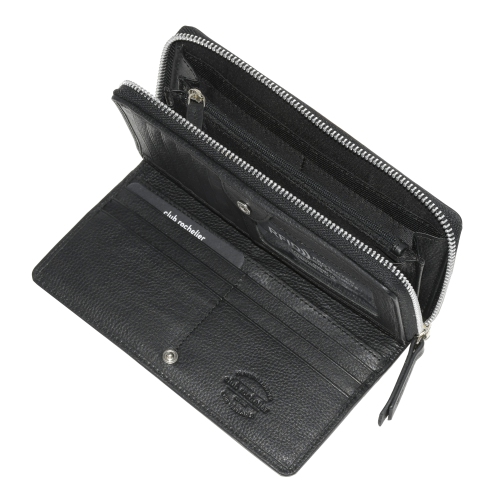Club Rochelier Zip Around Clutch Wallet with Tab, Black