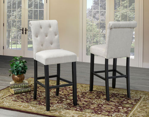 Tinga Contemporary Bar Height Barstool - Set of 2 - Beige